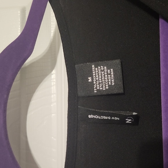 New Directions Black Boho Lace-up Top Size Medium - Picture 2 of 6